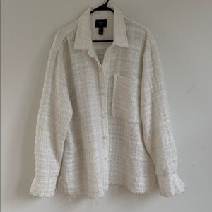 Forever 21 Men's White Textured Button Down Shirt